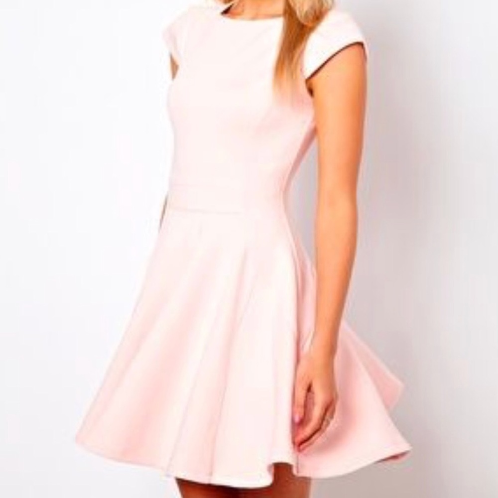 Ted Baker London Pale Pink Fit-and-Flare Midi Dress